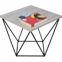 FutuStal Table basse carrée en fil métallique Loft Industrial Noir + Chêne Sonoma