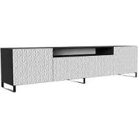 MargaretHadas24 Meuble TV Cali III Meuble TV Meuble TV bas 200 cm Façades fraisées comme un kaléidoscope Design moderne Trois portes Salon (couleur : noir, blanc)