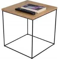FutuStal Table basse carrée en fil métallique 40x40x43 Loft Noir+Chêne Lancelot