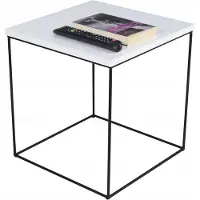 FutuStal Table basse carrée en fil métallique 40x40x43 Loft Noir+Blanc brillant