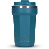 Castagnola Thermos Cup - Coffee Mug To Go - Travel Mug for Coffee and Tea - Tea Mug - 380 ML - Stainless Steel - Blue - Octagon