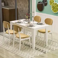 Homidea Table à manger SHIMAL pour 4 personnes, design moderne, 120 x 72 x 73,8 cm (blanc)