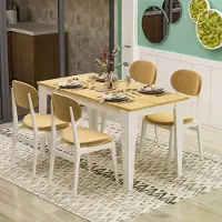 Homidea Table à manger SHIMAL pour 4 personnes, design moderne, 120 x 72 x 73,8 cm (blanc - chêne)