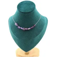 Bijoux Pierres et Minéraux. Collier 10 perles Améthyste du Brésil. Chaine en acier inoxydable Collier femmes, hommes. Taille personnalisab