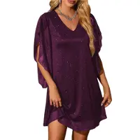 Torribaly Robe scintillante pour femme, manches chauve-souris, cocktail, paillettes, club, taille M