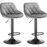 StarTech.com Ensemble de 2 tabourets de bar - Tabourets de cuisine pivotants - Réglables en hauteur de 85 à 105 cm - Assise rembourrée en velours - Structure en métal - Gris clair