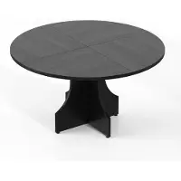 StarTech.com Table ronde de salle à manger, diamètre 120 cm - Table de cuisine pour 4 à 6 personnes - Bois rustique - Structure en colonne - Gain de place, idéale pour les appartements - Noir