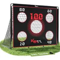 Arebos But de football KM-Fit 150 x 120 cm avec filet, but d'entraînement 2-en-1 pour enfants et adultes, but de jardin et d'extérieur avec ancrages au sol inclus
