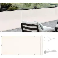 Famanu Brise-vue pour balcon, protection visuelle, HDPE, protection UV, transparent, 80 x 400 cm, blanc crème