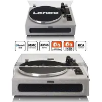 Lenco Platine Disque Vinyle - Bluetooth 5.0 - 4 haut-parleurs intégrés - Vintage Grise