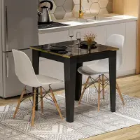 Homidea Loren Table à manger 72 x 72 cm - Table de cuisine et de balcon moderne pour 2 personnes (marbre noir)