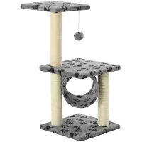 StarTech.com Arbre à gratter pour chat, 65 cm - Tour d'escalade pour chat - 3 plateformes - Poteaux à gratter en sisal - Jouet suspendu - Plateforme d'observation - Vert armée