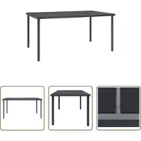 The Living Store Table de salle à manger d'extérieur , anthracite, 150 x 90 x 74 cm, acier