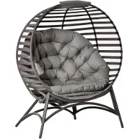 SUCCESS COURIER Fauteuil de plage ovale pliable, 118 x 75 x 139 cm, 1 personne, couleur sable, avec coussin épais, structure en acier supportant jusqu'à 120 kg, poche latérale