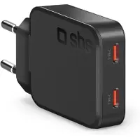 SBS Chargeur mural 65 W USB-C ultra-mince avec double sortie