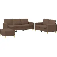 vidaXL Ensemble de canapés 3 pièces avec coussins Tissu brun