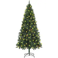 Prolenta Maison Exclusive - Sapin de Noël artificiel avec lumières et pommes de pin, vert, 180 cm