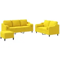 vidaXL Ensemble de canapés 3 pièces avec coussins Tissu jaune clair