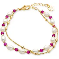 Luxenter Bracelet en perle blanche avec finition en or jaune 18 carats - Zawind
