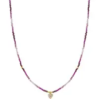 Luxenter Collier Luxenter En Argent 925 Et Cristal Rose Avec Finition En Or Jaune 18k - CåUr