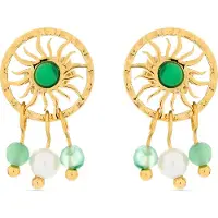 Luxenter Boucles d'oreilles en malachite avec finition en or jaune 18 carats - Besya
