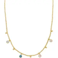 Luxenter Collier Luxenter En Argent 925 Avec Zircons Multicolores Finis En Or Jaune 18k - Mali