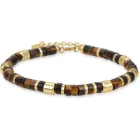 Luxenter Bracelet Luxenter En Argent 925 Avec Oeil De Tigre Fini En Or Jaune 18k - Ihun