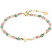 Luxenter Bracelet En Argent 925 Avec Cristaux Multicolores Finis En Or Jaune 18k - Liwa