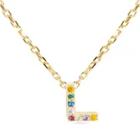 Luxenter Collier Luxenter En Argent 925 Avec Zircons Multicolores Finis En Or Jaune 18k - Alphabet