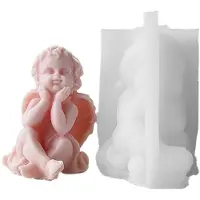 Semoic Moule en Silicone pour Enfants Ange 3D, Jolis GarçOns AiléS, Artisanat Abstrait, Moule à Cire ParfuméE, Fabrication de Bougies en Gypse, B