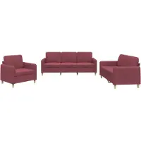 Syfax Ensemble de canapés 3 pcs avec coussins Rouge bordeaux Tissu