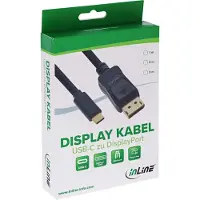 InLine 64121 Câble USB pour écran, USB Typ-C prise vers DisplayPort prise (DP Alt Mode), 4K2K, noir, 1m