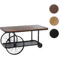Mendler Table basse HWC-Q69, table d'appoint, table de salon, style industriel rétro en bois et jante, 54 x 100 x 60 cm marron, métal noir