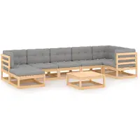 Syfax Salon de jardin 8 pcs avec coussins Bois de pin massif