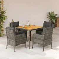Prolenta Maison Exclusive - Ensemble à manger de jardin 5 pcs coussins gris résine tressée
