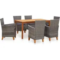 Prolenta Ensemble de jardin exclusif - 7 pièces, composé de résine tressée et de bois d'acacia massif, de couleur grise