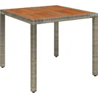 Syfax Table de jardin avec plateau en bois Gris 90x90x75 cm Poly rotin