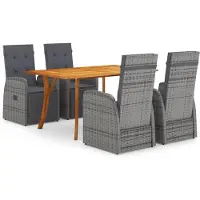 Syfax Ensemble à manger de jardin 5 pcs Gris