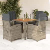 Prolenta Maison Exclusive - Ensemble à manger de jardin 5 pcs coussins gris résine tressée