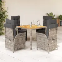 Prolenta Maison Exclusive - Ensemble à manger de jardin 5 pcs coussins gris résine tressée