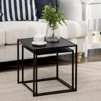 OEM Ensemble de table de salon, 2 tabourets, style moderne, structure en acier pouvant supporter jusqu'à 10 kg, noir, 120 x 59 x 45 cm