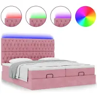 vidaXL Ottoman-lit avec matelas & LED rose 200x200 cm velours