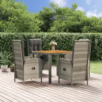 Prolenta Maison Exclusive - Ensemble de salle à manger de jardin 5 pièces avec coussins, gris, rotin synthétique