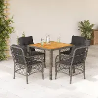 Prolenta Maison Exclusive - Ensemble à manger de jardin 5 pcs coussins gris résine tressée
