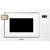 Evvo Micro-ondes intégré Mi45 Glass Wh, 25 l de capacité, grill 1200 W, porte et cadres effet brillant, multifonction