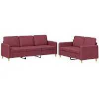 Syfax Ensemble de canapés 2 pcs avec coussins Rouge bordeaux Tissu