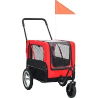 Prolenta Maison Exclusive - Remorque 2-en-1 pour chien et poussette, rouge et noir