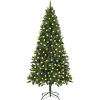 Syfax Arbre de Noël artificiel avec éclairage & cônes Vert 210 cm