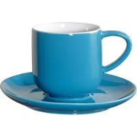 ASA Set de 2 tasses à espresso avec soucoupe, turquoise d. 5,8 cm, h. 5,6 cm