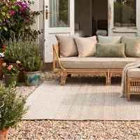 FRAAI Tapis d’extérieur en jute – Nusa Lines Beige | 120x170cm | Beige | Rectangulaire | Tapis
